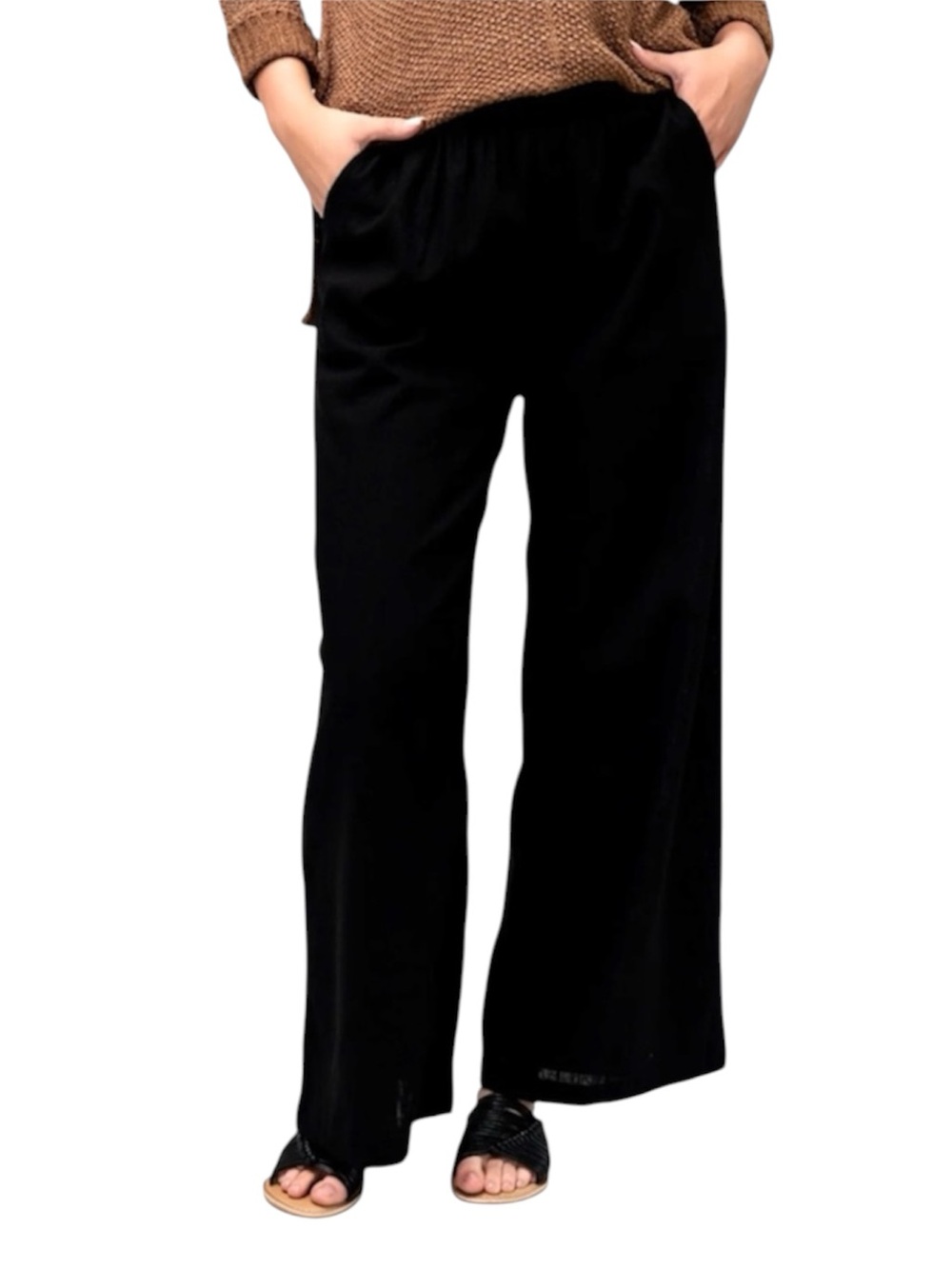 Holley Girl Gabbie Pants Black Wide-Leg Pull-On Lightweight Classic Comfy New